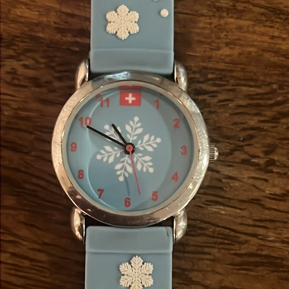 Swiss Army light blue red white kids wrist watch from Switzerland snowflakes🇨🇭 - Picture 4 of 8